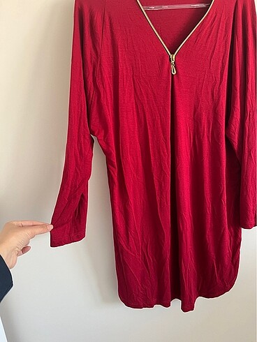 Kırmızı penye tunik - Görsel 2