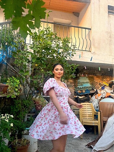 Koton Pembe çiçekli elbise