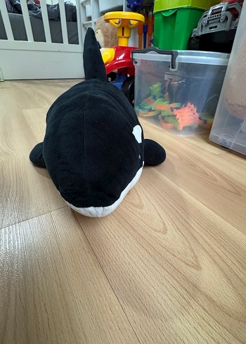 Gri ve Siyah Balina Peluş Oyuncak - Görsel 2