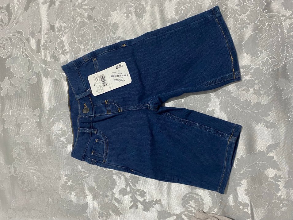 Kızlar için elastik bel detaylı mavi dar kesim kot şort - Görsel 2