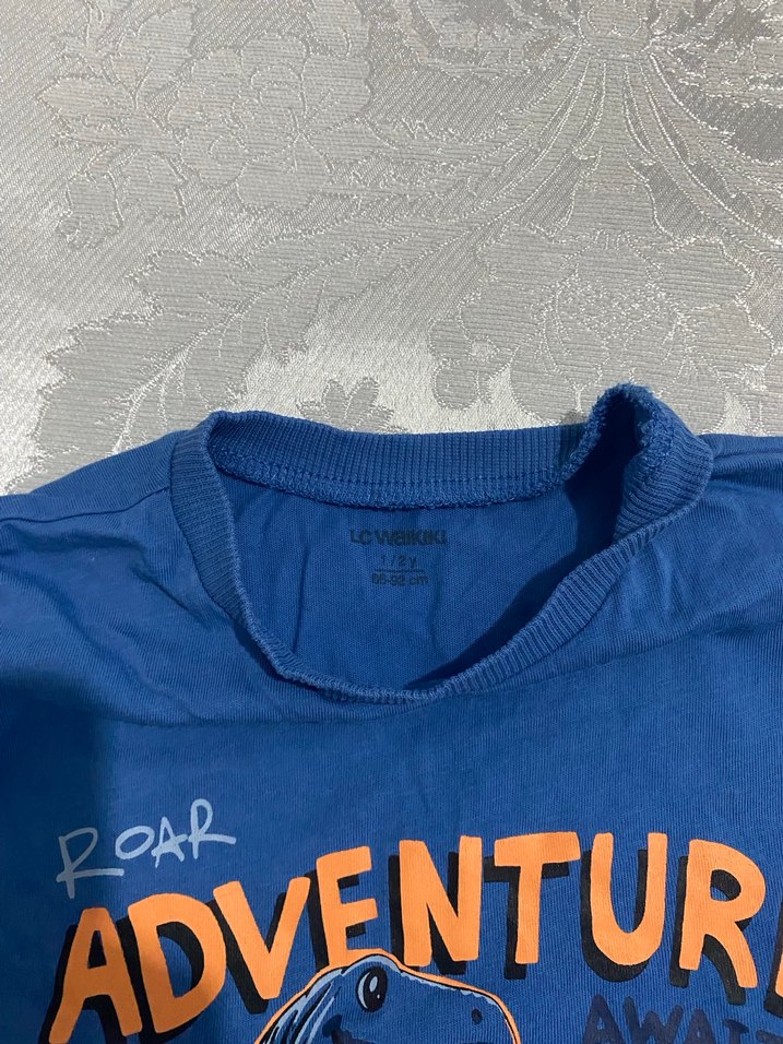 Erkek Çocuk Mavi Baskılı Kısa Kollu Tişört - Görsel 4