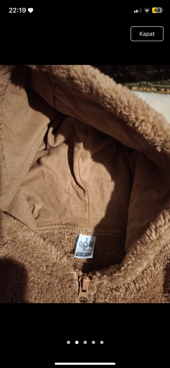 Kız Çocuk Kahverengi Kapüşonlu Kürklü Ceket - Görsel 2