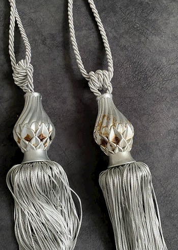 Bohem Gri Nakışlı Perde Bağı - Görsel 4