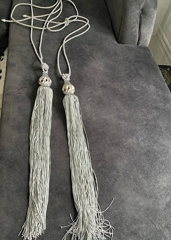 Bohem Gri Nakışlı Perde Bağı - Görsel 2