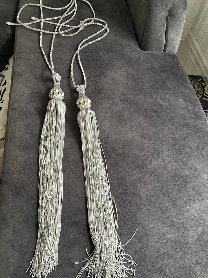 Bohem Gri Nakışlı Perde Bağı - Görsel 2