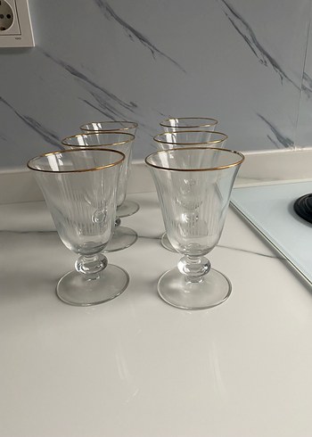 Altın Yaldızlı Altı Parça Cam Kadeh - Görsel 4