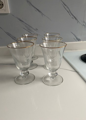 Altın Yaldızlı Altı Parça Cam Kadeh - Görsel 2