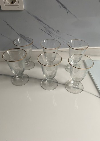 Altın Yaldızlı Altı Parça Cam Kadeh - Görsel 6