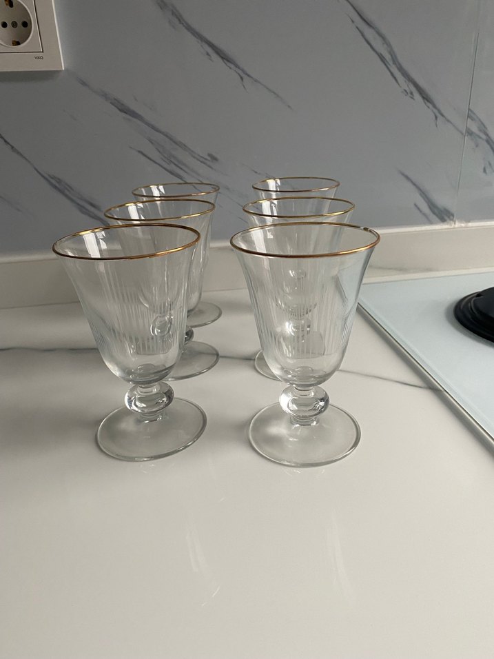 Altın Yaldızlı Altı Parça Cam Kadeh - Görsel 4