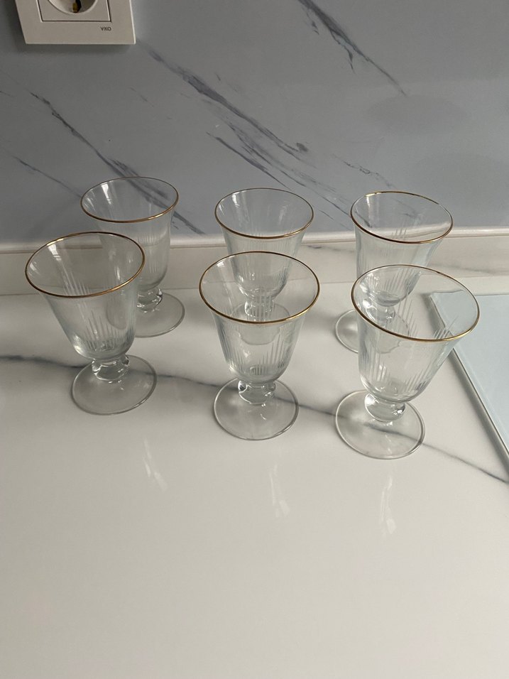 Altın Yaldızlı Altı Parça Cam Kadeh - Görsel 5