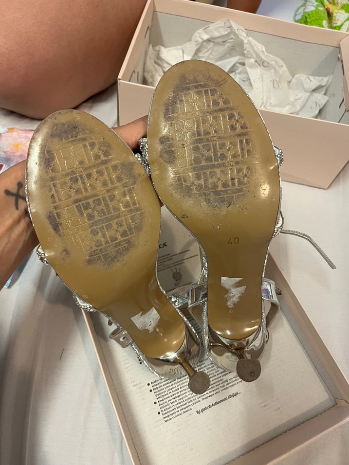 Tamer tanca gümüş topuklu ayakkabı 40 - Görsel 4