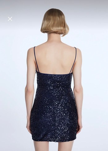 Mert Aslan AdL Parlak Lacivert Mini Abiye Elbise - Görsel 6