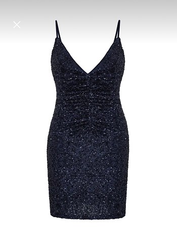 Mert Aslan AdL Parlak Lacivert Mini Abiye Elbise - Görsel 7