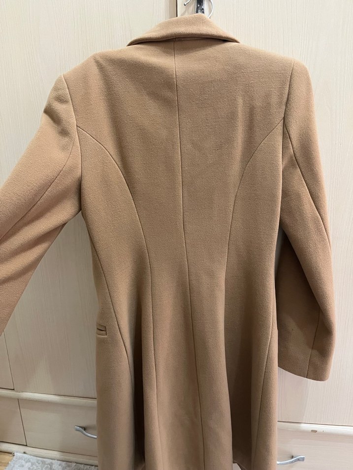 Bej Süet Midi Kadın Kaşe Kaban - Görsel 2