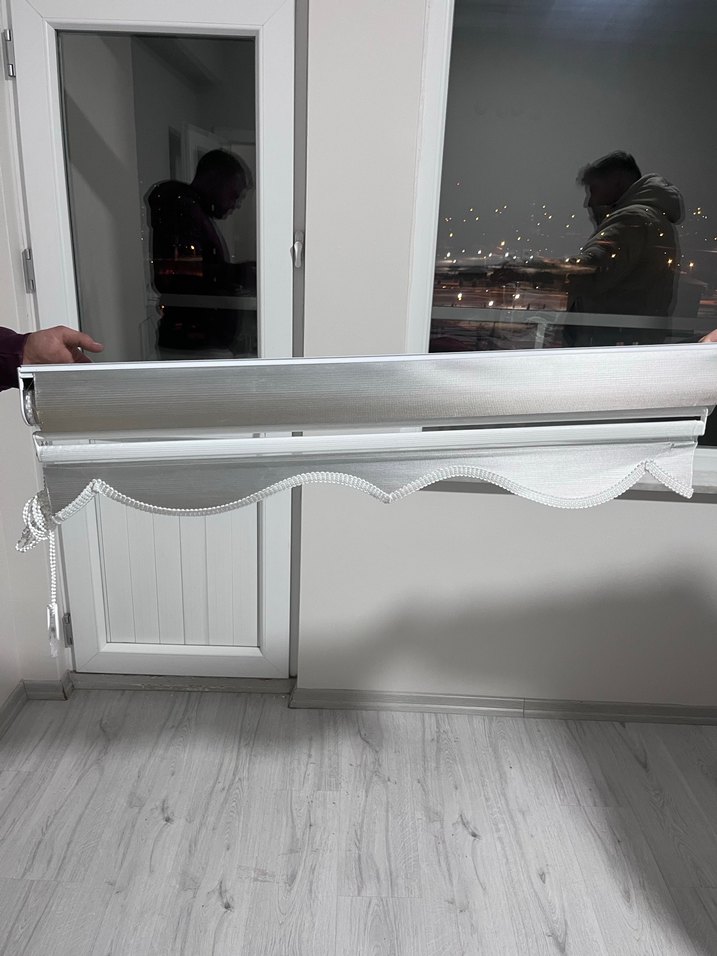 Bej Gri Çizgili Modern Stil Perde - Görsel 2