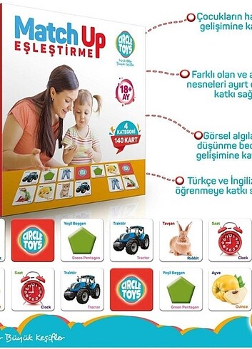 Beden 140 adet eşleştirme Match up kartları
