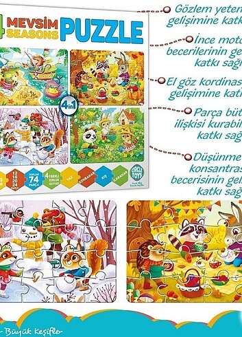  Beden Renk 4 mevsim puzzle circletoys (sıfr Ürün)