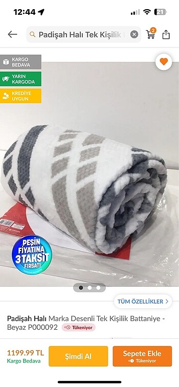 Diğer PADİŞAH HALİ TEK KİŞİLİK BATTANİYE
