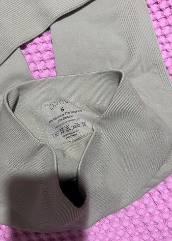 OPTIVE BÜZGÜLÜ TAYT Bej Kadın Spor Tayt, Normal Boy, Dar Kesim - Görsel 7