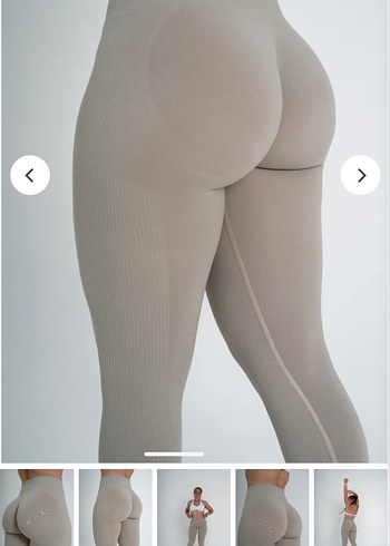 OPTIVE BÜZGÜLÜ TAYT Bej Kadın Spor Tayt, Normal Boy, Dar Kesim - Görsel 3