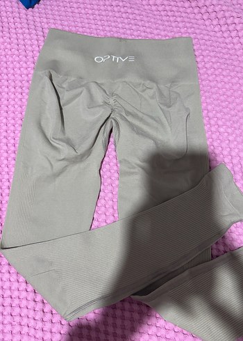 OPTIVE BÜZGÜLÜ TAYT Bej Kadın Spor Tayt, Normal Boy, Dar Kesim - Görsel 4