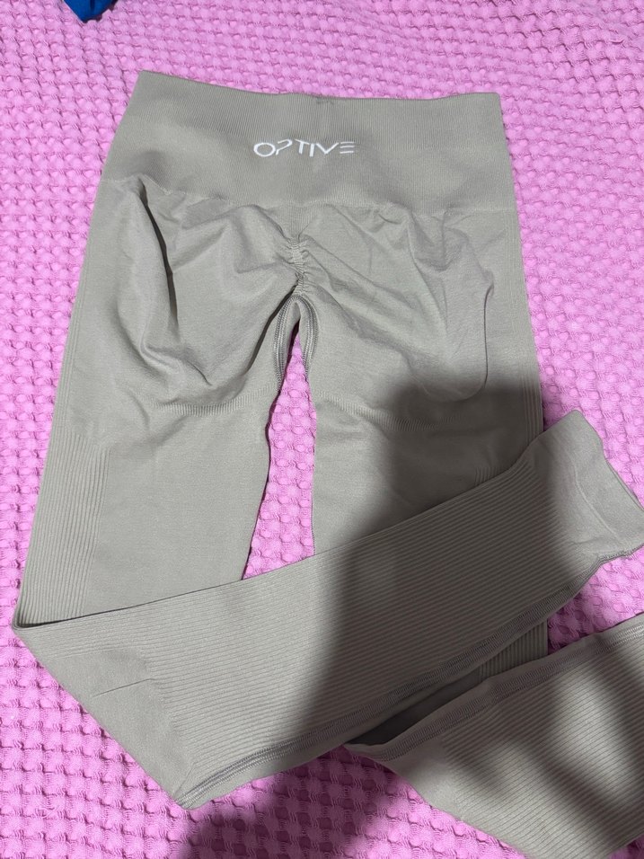OPTIVE BÜZGÜLÜ TAYT Bej Kadın Spor Tayt, Normal Boy, Dar Kesim - Görsel 4