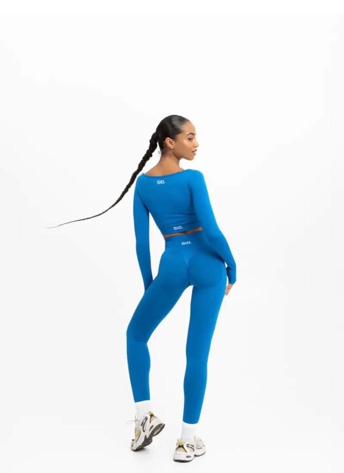 Sig. Büzgülü lacivert spor tayt - Görsel 2