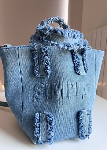 Nakışlı Mavi Denim Kadın Çanta