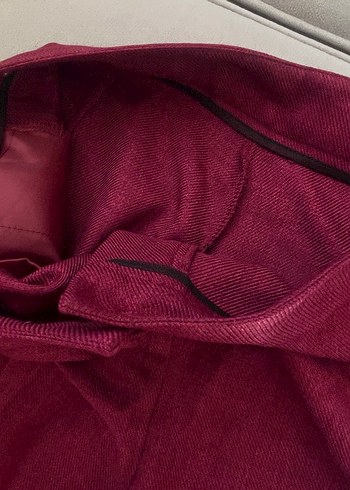 Bordo Düğmeli Kadın Blazer Ceket ve pantolon takım - Görsel 11