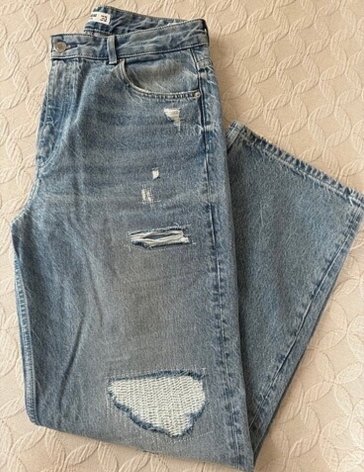 Kadın mavş Bol Kesim Midi Denim Jean - Görsel 2