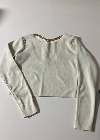 Zincir Detaylı Beyaz Kadın Triko - Görsel 2