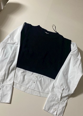 Düğmeli Siyah Kadın Triko Süveter - Görsel 2