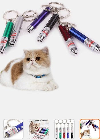 Renkli Lazer ve Fenerli Kedi Oyuncağı Anahtarlık - Görsel 6