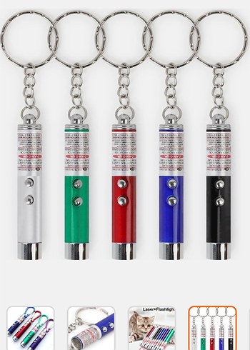 Renkli Lazer ve Fenerli Kedi Oyuncağı Anahtarlık - Görsel 5