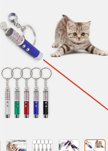 Renkli Lazer ve Fenerli Kedi Oyuncağı Anahtarlık - Görsel 3