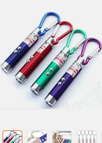 Renkli Lazer ve Fenerli Kedi Oyuncağı Anahtarlık - Görsel 2