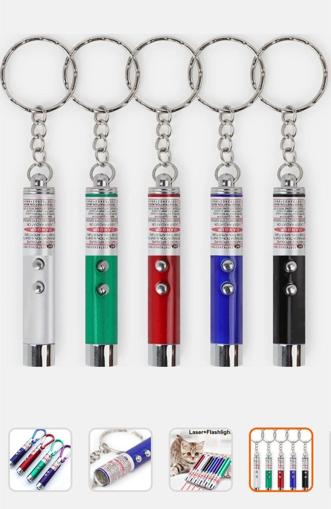 Renkli Lazer ve Fenerli Kedi Oyuncağı Anahtarlık - Görsel 5