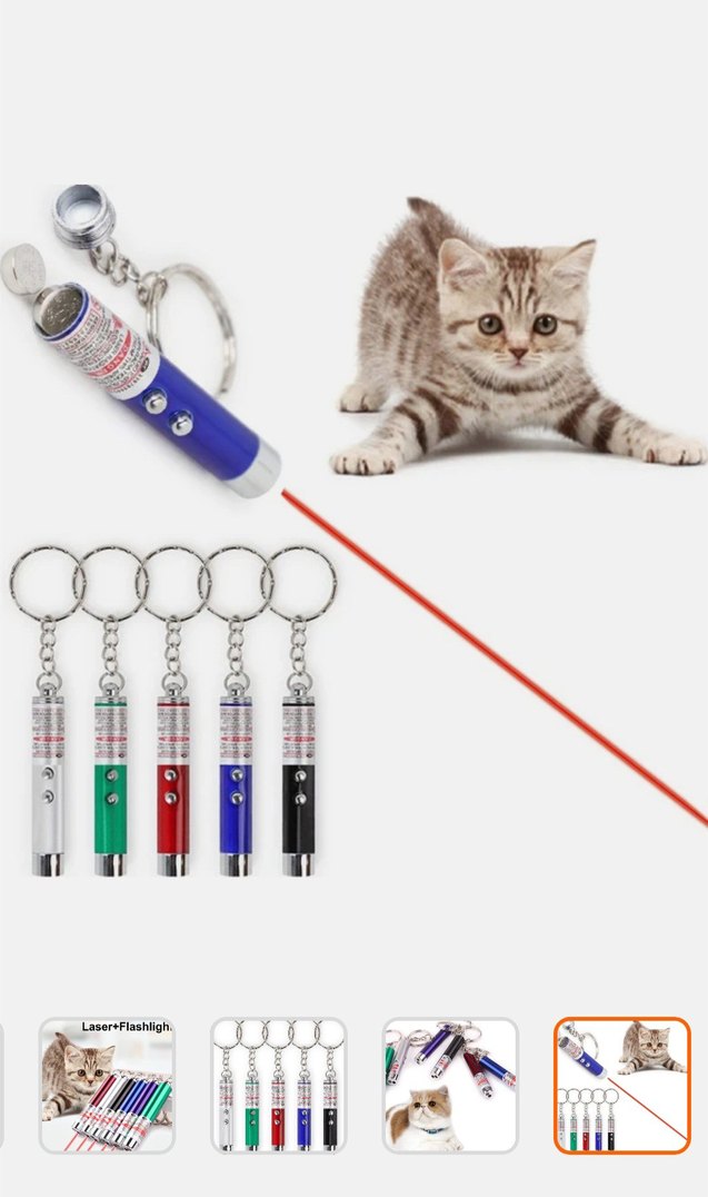 Renkli Lazer ve Fenerli Kedi Oyuncağı Anahtarlık - Görsel 3