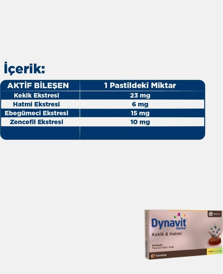 Dynavit Kekik & Hatmi Takviye Edici Gıda 16 Pastil - Görsel 4