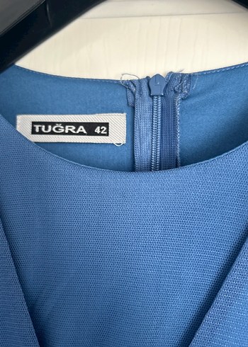 42 Beden mavi Renk Uzun Mavi Drapeli Kadın Elbise