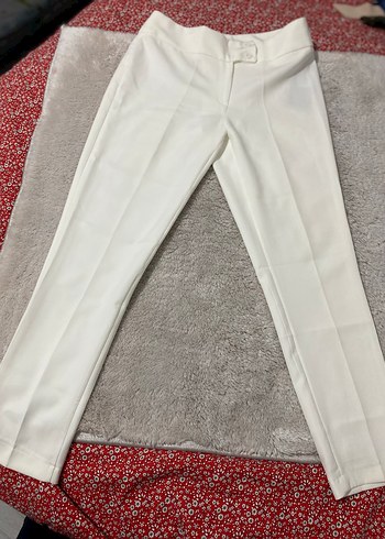 Beyaz Kumaş Kadın Pantolon - Görsel 4