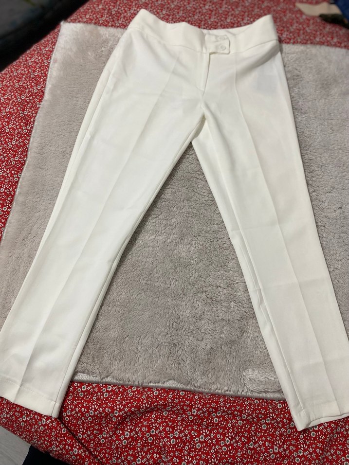 Beyaz Kumaş Kadın Pantolon - Görsel 4