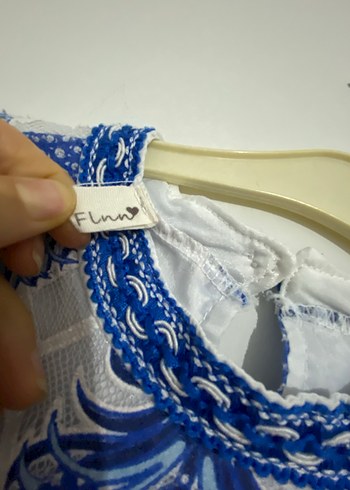 Mavi Nakışlı kısa astarlı tulum - Görsel 6