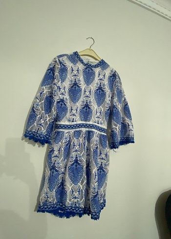 Mavi Nakışlı kısa astarlı tulum - Görsel 7