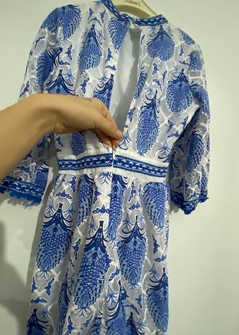 Mavi Nakışlı kısa astarlı tulum - Görsel 4