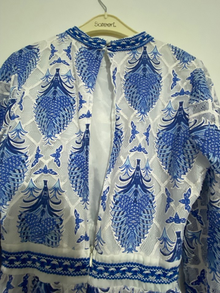 Mavi Nakışlı kısa astarlı tulum - Görsel 2