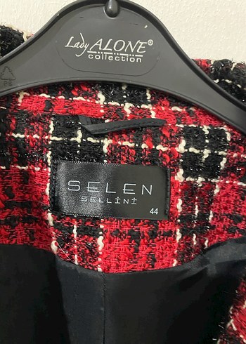 Kareli Kırmızı Kadın  Blazer Ceket - Görsel 3