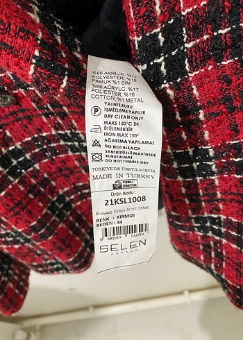 Kareli Kırmızı Kadın  Blazer Ceket - Görsel 4