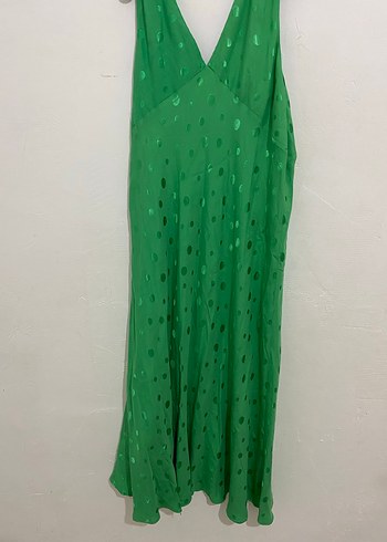 Yeşil Uzun V Yaka Kolsuz Elbise - Görsel 7