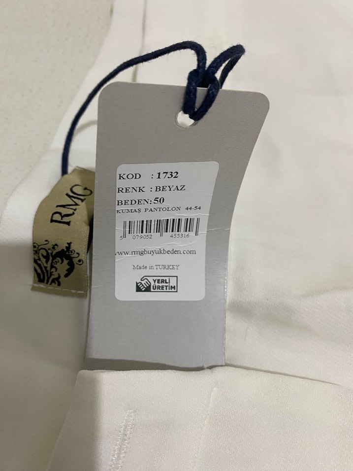 50 beden beyaz kumaş pantolon - Görsel 3